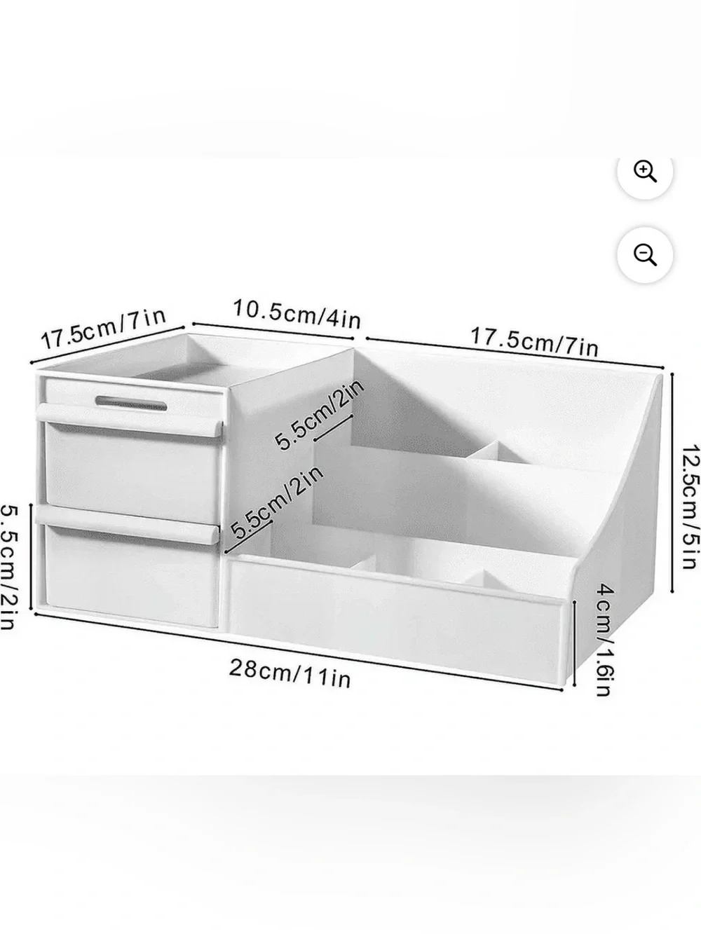 White Makeup Organizer with Drawers – Vanity Bathroom Desk Storage